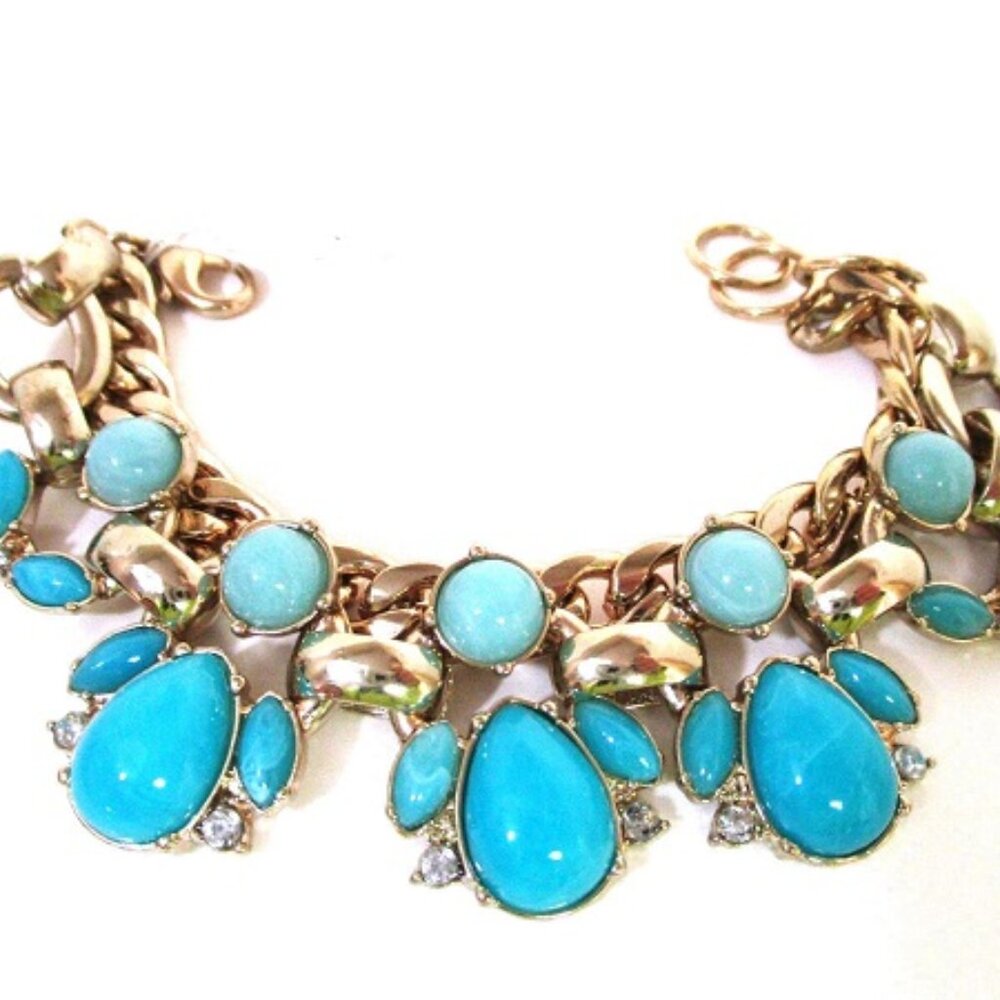 LEE By LEE ANGEL 12KT GP Mod/Contemporary Capri Gold Aqua & Turquoise Bracelet